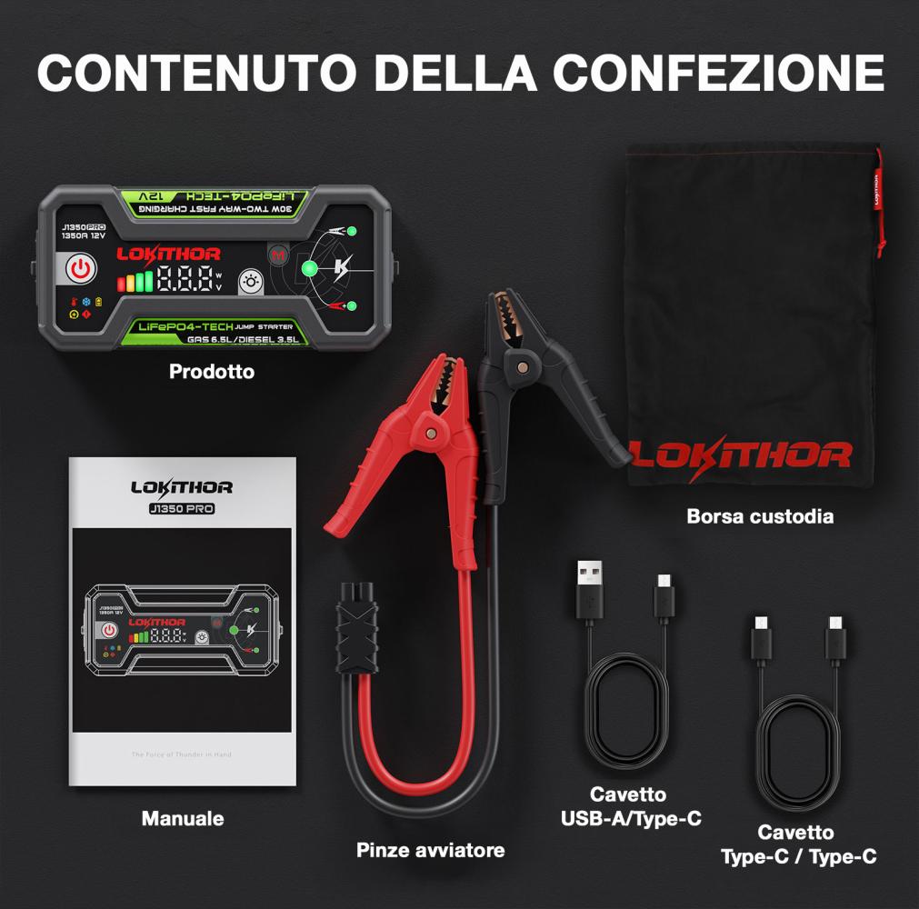 Lokithor Avviatore al litio LiFePO4 12V 1350A
