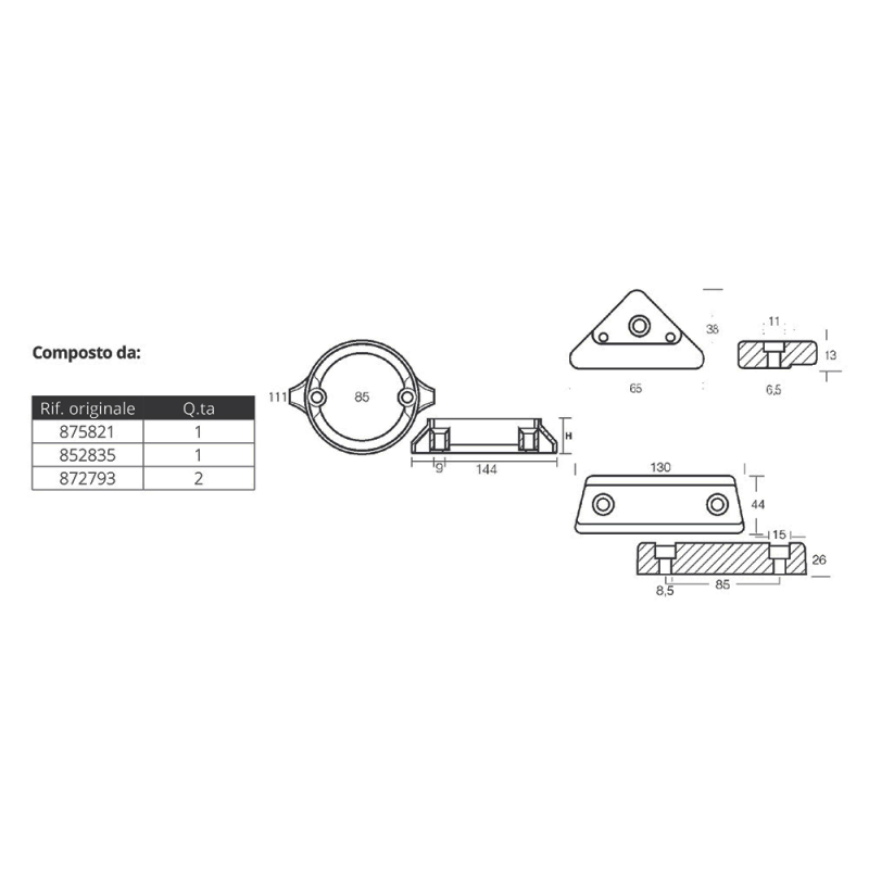 Tecnoseal Aluminium-Kit für Volvo 290C Doppelpropeller KITVOLVODP290-AL-C