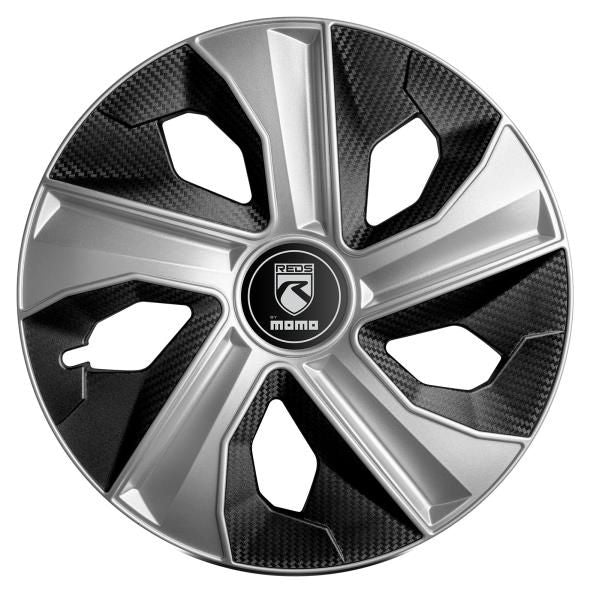 Momo Box 4 Blade Wheel Covers Matt Silver-Carbon Black 14 inches.