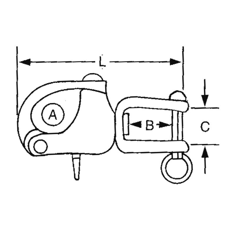 FNI Spinnaker Karabinerhaken mit Schäkel 70mm S0352-A0070