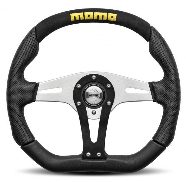 Momo Volante Trek alcantara nero/argento