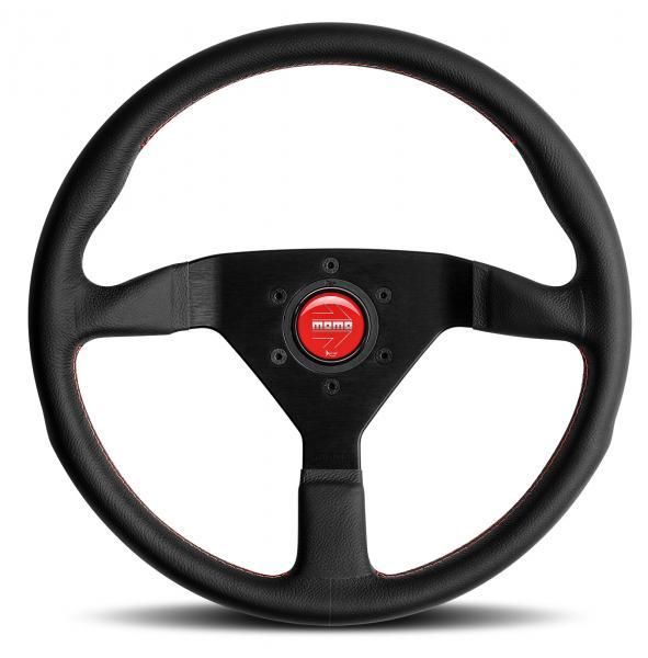 Volante Momo Montecarlo Negro y Rojo 350 mm
