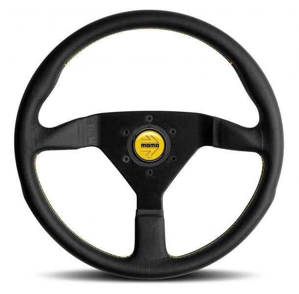 Volante Momo Montecarlo, Negro y Amarillo, 350 mm