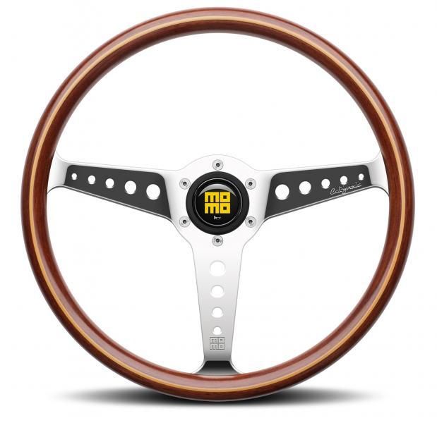 Volante Momo California Madera Zebrano/Cromo 360 mm