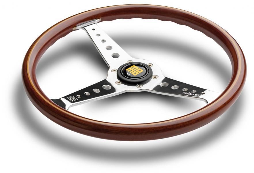 Volante Momo California Madera Zebrano/Cromo 360 mm