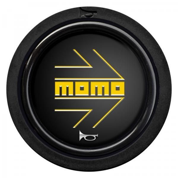 Botón de bocina para volante Momo negro mate-amarillo