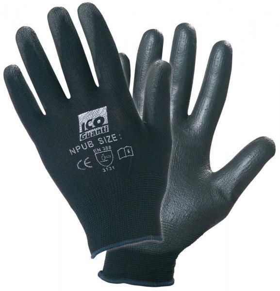 Ico Pair of Nylon PU Black Gloves Size M/7
