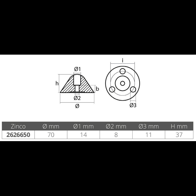 Enrico Polipodio Ogive für Flex-O-Fold Propeller OG058 Ogive Maxpower, Lewmar, Sleipner,JP