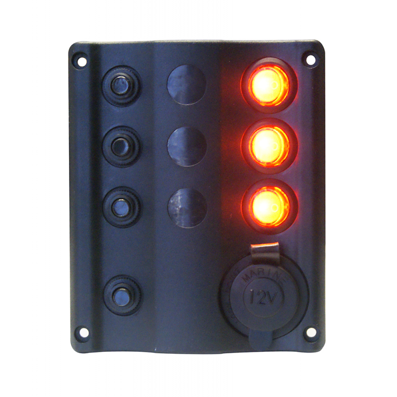 AAA 3-Schalter-Zigarettenanzünder-Elektropanel 10027-BK