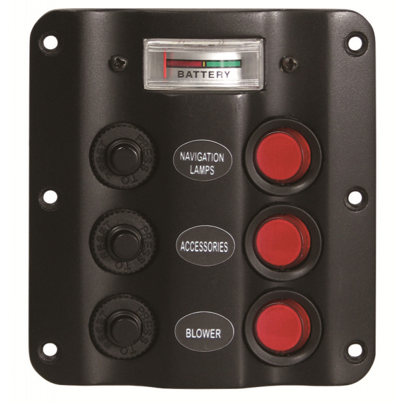 AAA-Schalttafel mit 3 Schaltern und Voltmeter 10029-BK