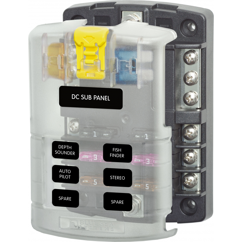 Panel portafusibles y conexión a tierra Blue Sea St Blade 6 5025-BSS