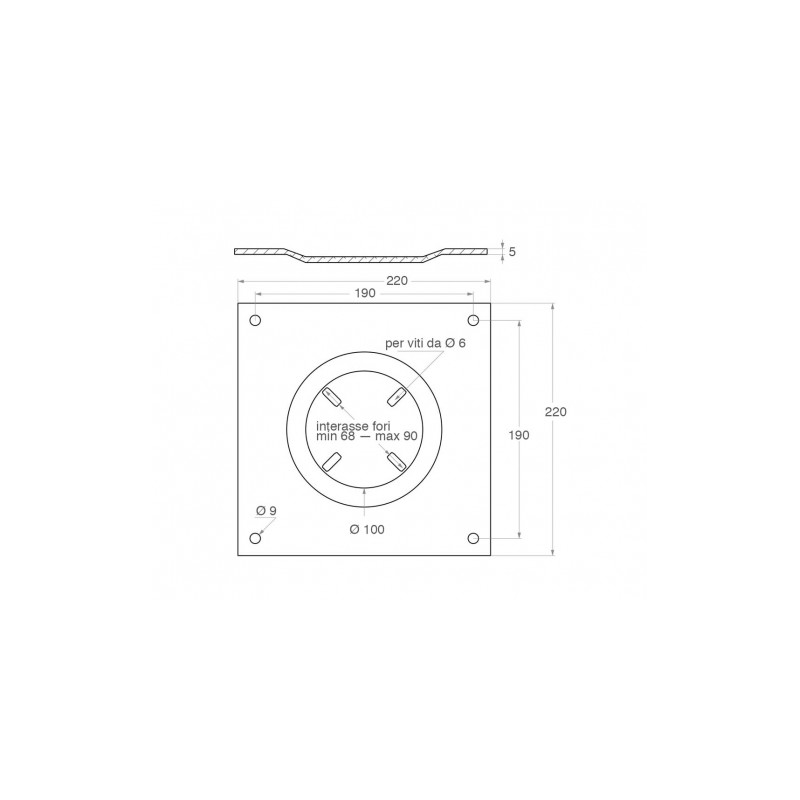 Barka Stützplan mm 220X220 00100