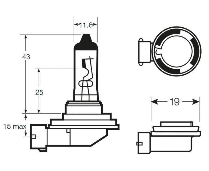 Bombilla halógena de anillo 12 V 35 W H8