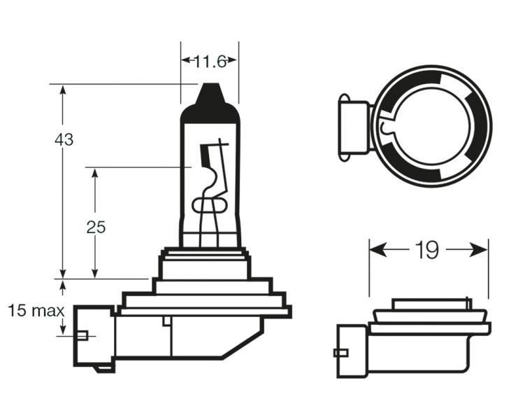 Bombilla halógena de anillo 12 V 35 W H8
