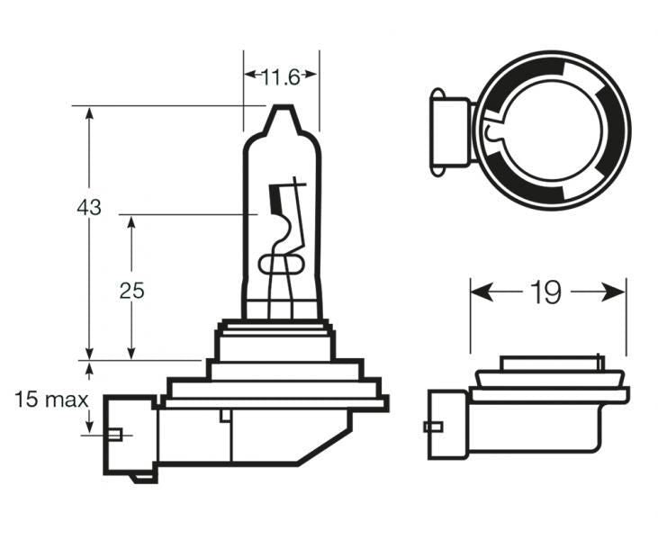 Bombilla halógena de anillo 12 V 65 W H9