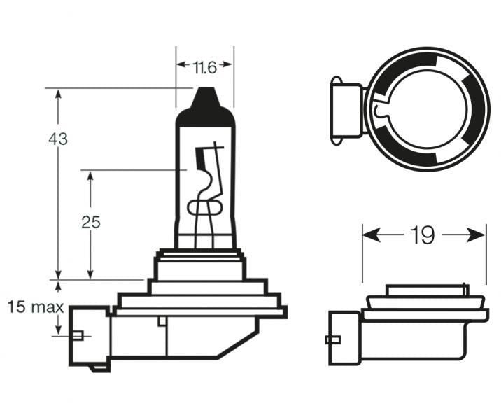 Bombilla halógena de anillo 12 V 55 W H11