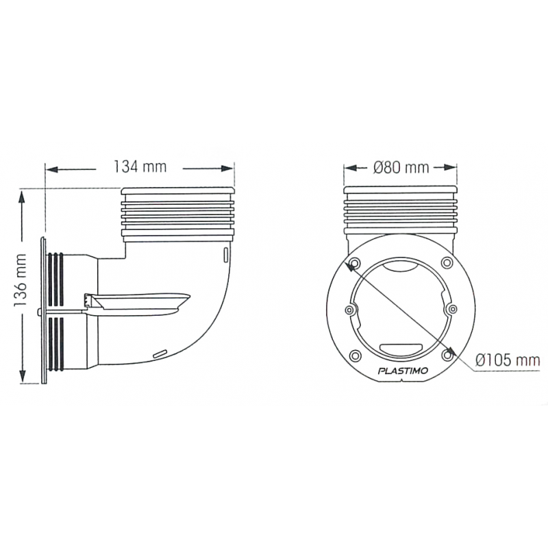 Plastimo Raccordo Curvo Ez Air mm 80 67910