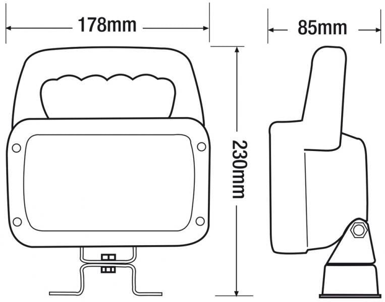 Ringförmige rechteckige LED-Arbeitsleuchte 12-24V einstellbar