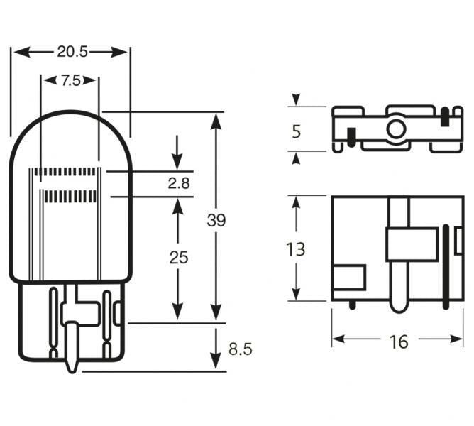 Bombillas de anillo 12V 21/5W W21/5W