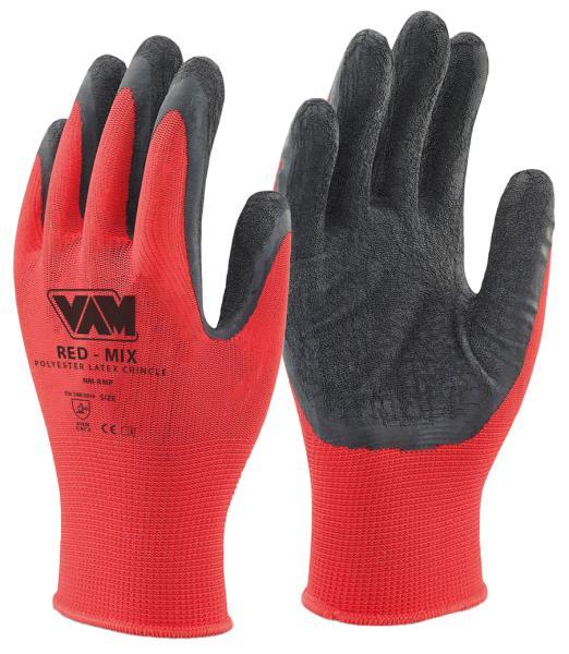 Vam Coppia guanti Red Mix spalmati in lattice crinkle taglia XXL/11