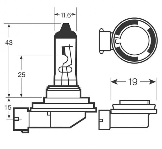 Bombillas de xenón de anillo 100 H11 12 V 55 W