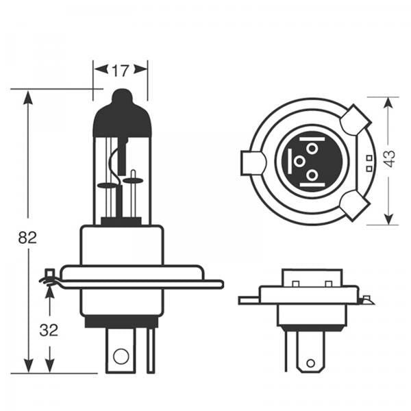 Bombillas de xenón de anillo 100 H4 12 V 60/55 W