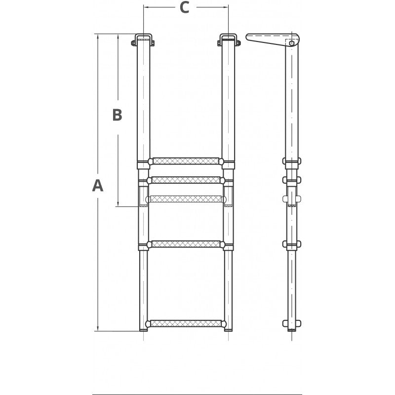 FNI 316 Stainless Steel Telescopic Ladder 4Gr