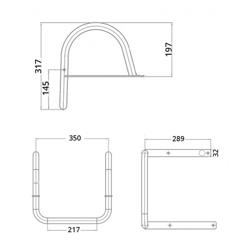 Escalera de acero inoxidable FNI mm 370X360 HF10-803SA ESCALÓN NEGRO