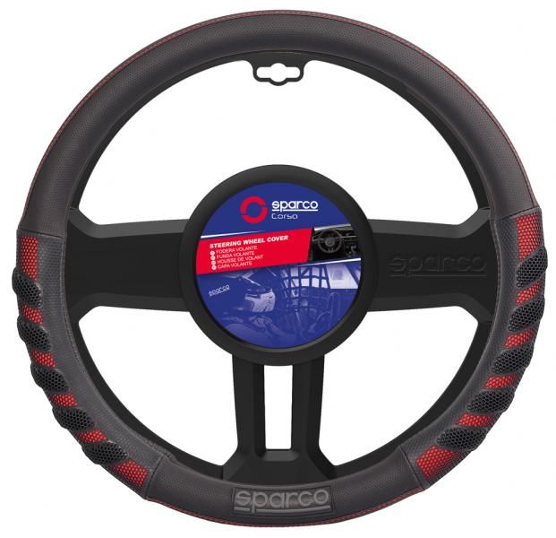 Sparco Coprivolante con grips in PVC rosso