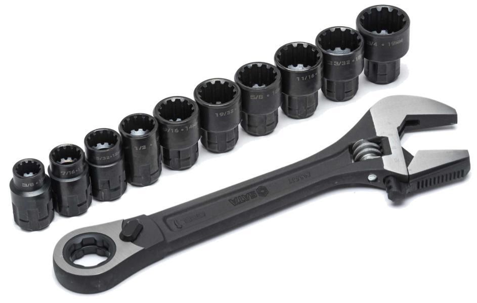 Sata Set chiave a rullino e bussole X6 Pass-Thru black edition 11 pz