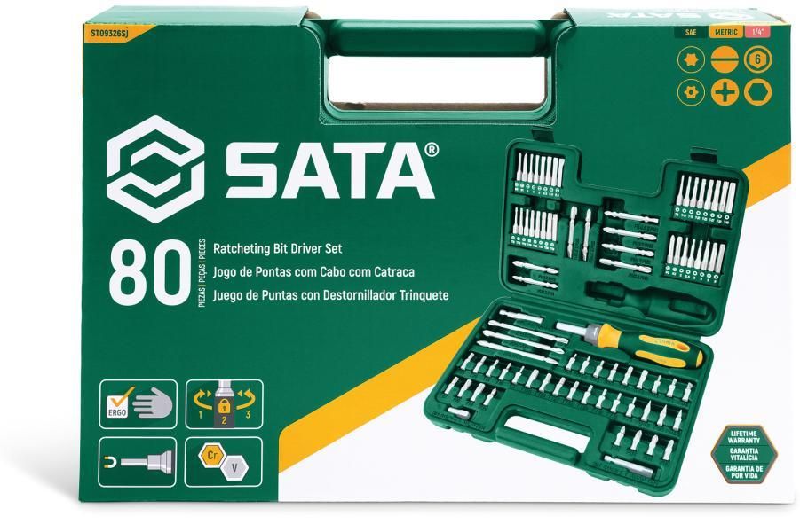 Juego de destornilladores de trinquete Sata de 80 piezas