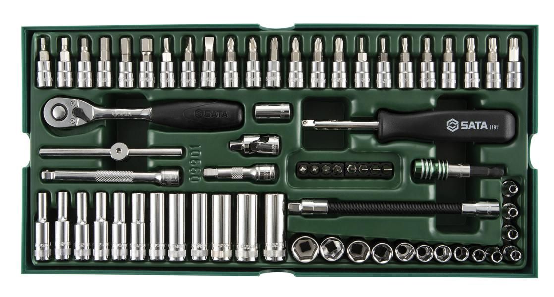 Sata Set A Vassoio Bussole Esag. Metr. 1/4 polli. 66Pz