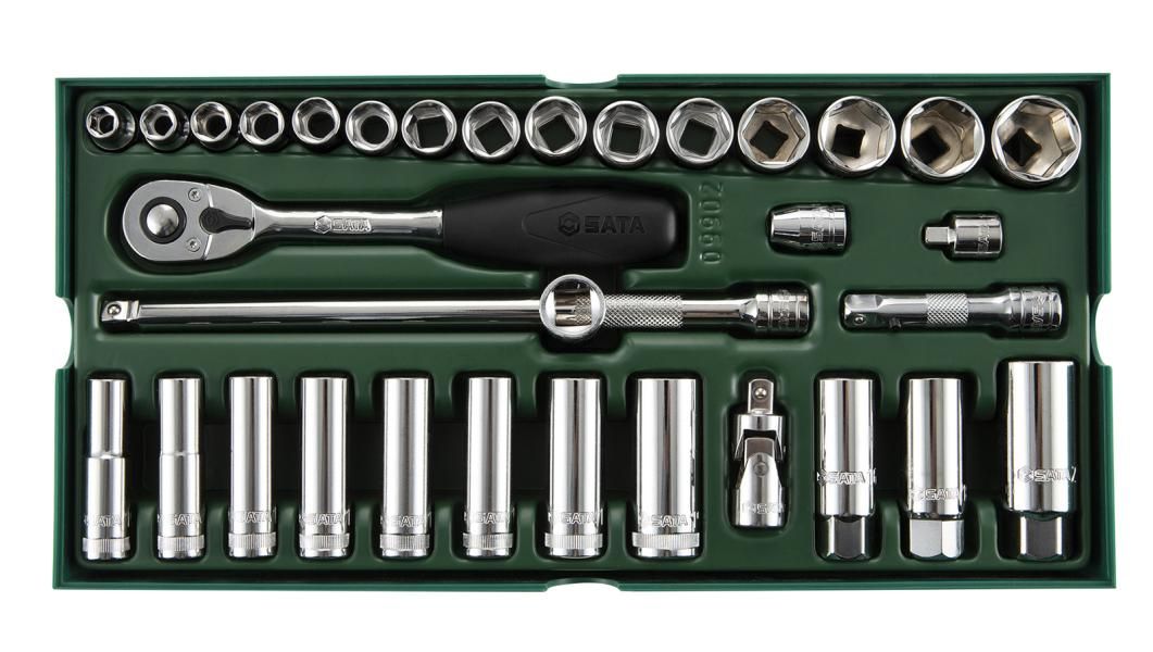 Sata Set A Vassoio Bussole Esag. Metr. 3/8 polli. 33Pz