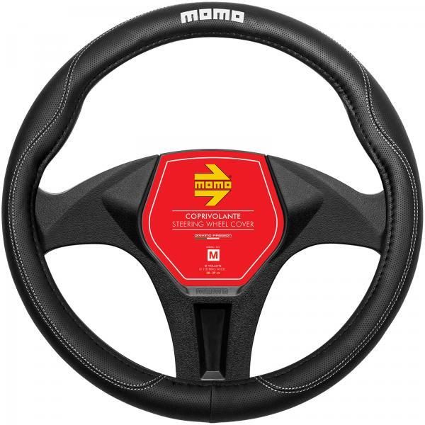 Funda de volante Momo Comfort negra/blanca 38-39 cm