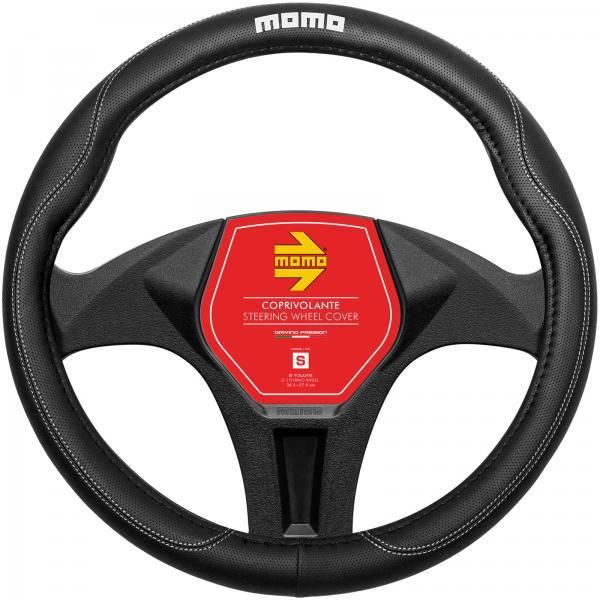 Momo Komfort-Lenkradbezug Schwarz/Weiß 36,5–37,9 cm