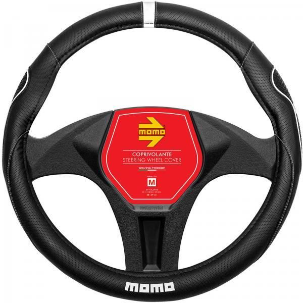 Funda para volante Momo Supergrip negra/blanca 38-39 cm