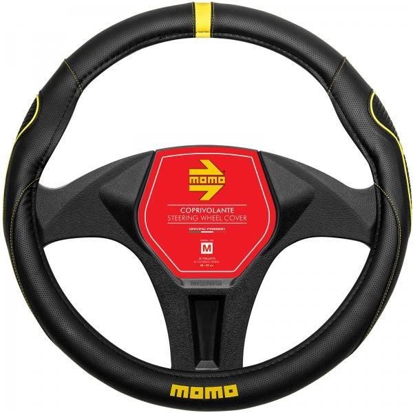 Funda para volante Momo Supergrip negra/amarilla 38-39 cm
