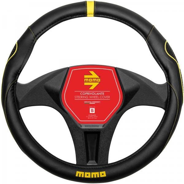 Funda para volante Momo Supergrip negra/amarilla (36,5-37,9 cm)