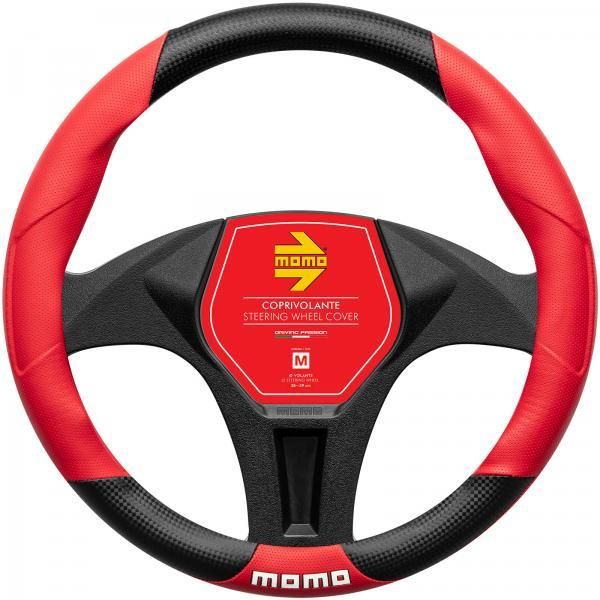 Funda de volante Momo Tuning negra/roja 38-39 cm