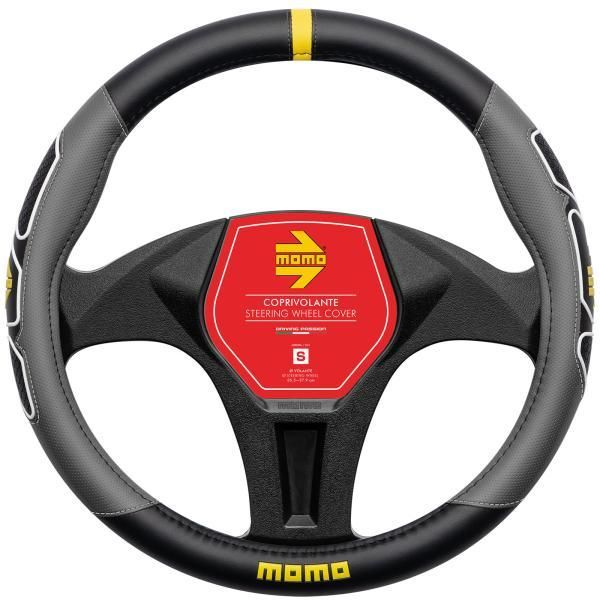 Funda para volante de coche Momo Fun, color negro y gris, 38-39 cm