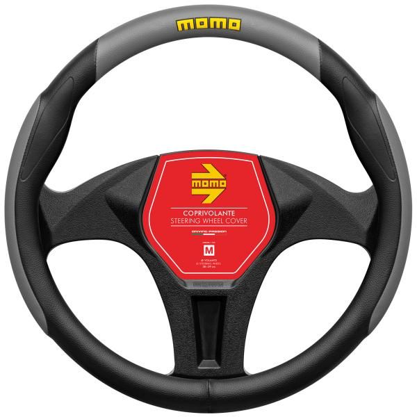 Momo Superanatomischer Lenkradbezug Schwarz/Grau 38-39 cm