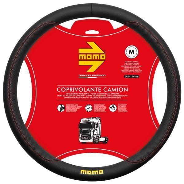 Funda para volante Momo Truck Comfort, PVC negro/costuras rojas, 44-46 cm