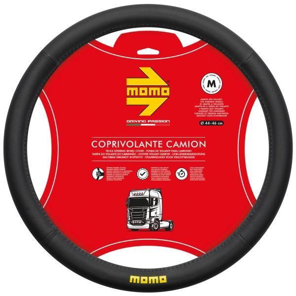 Momo Truck Easy Steering Wheel Cover, Black PVC/Red Stitching, 44-46 cm