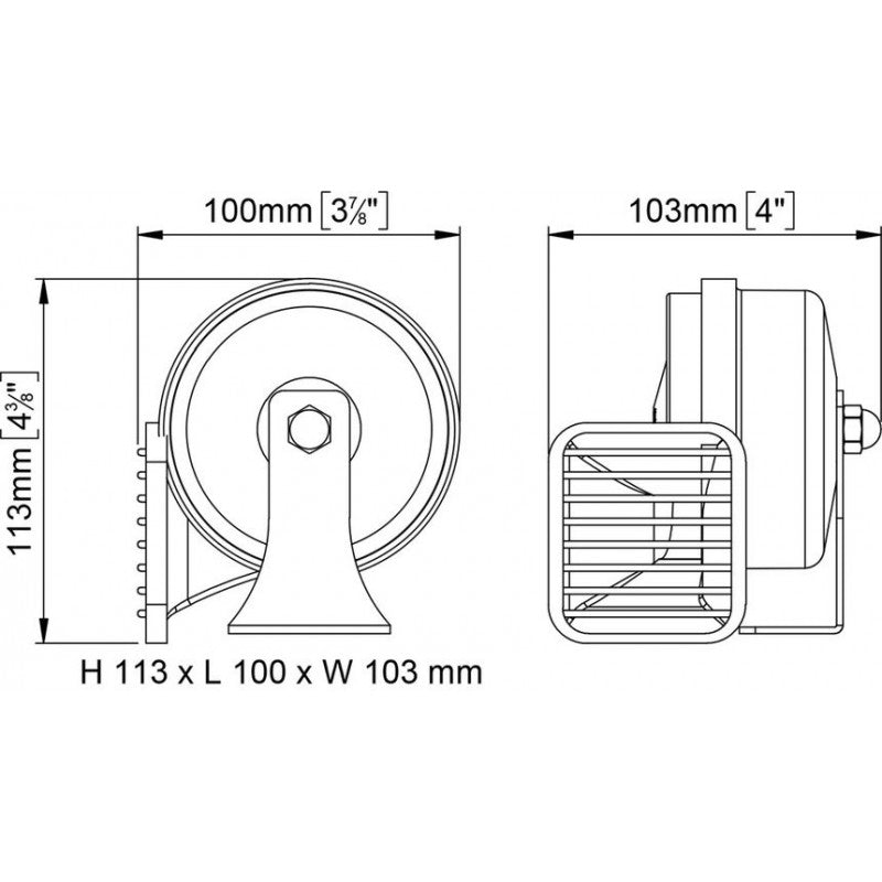 Bocina náutica Marco simple cromada de 12 voltios 132 000 12