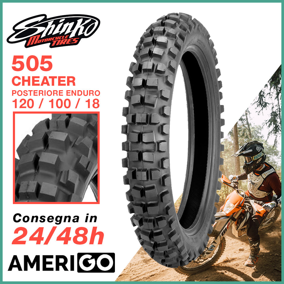 SHINKO Pneumatico 505 CHEATER 120/100-18 68M TT Posteriore Enduro - AmerigoStore