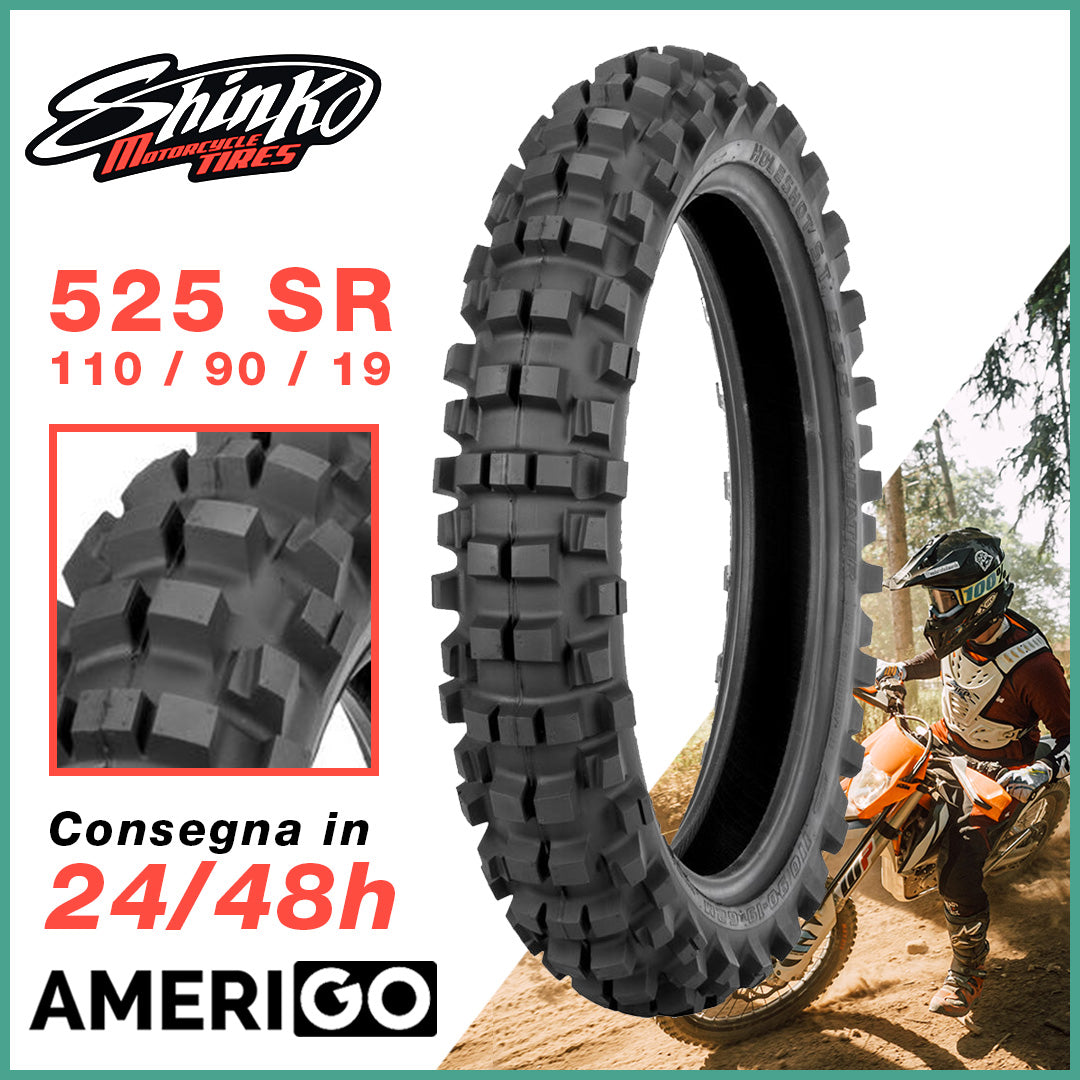 SHINKO Pneumatico 110/90-19 62M TT 525 SR Posteriore Cross - AmerigoStore