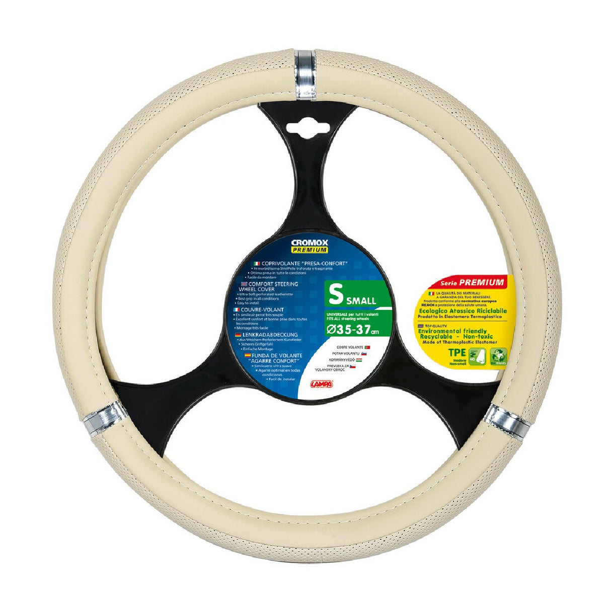 Lampa Cromox, Skeentex steering wheel cover - S - Ø 35/37 cm - Beige