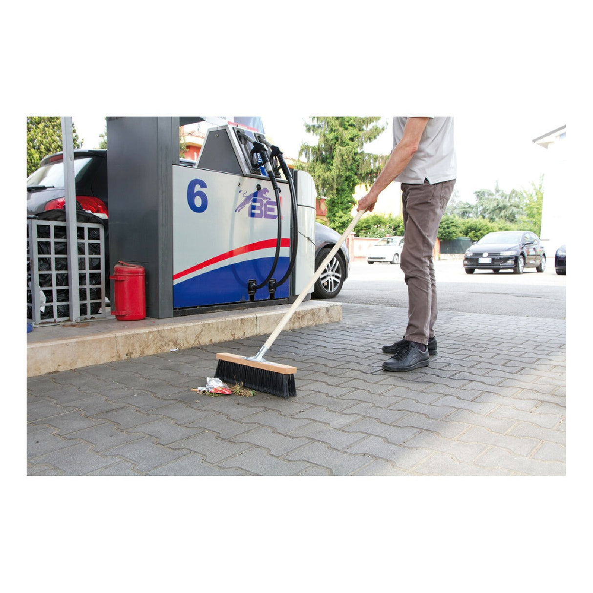 Industrielle Bürstenlampe aus Buchenholz – 40 cm