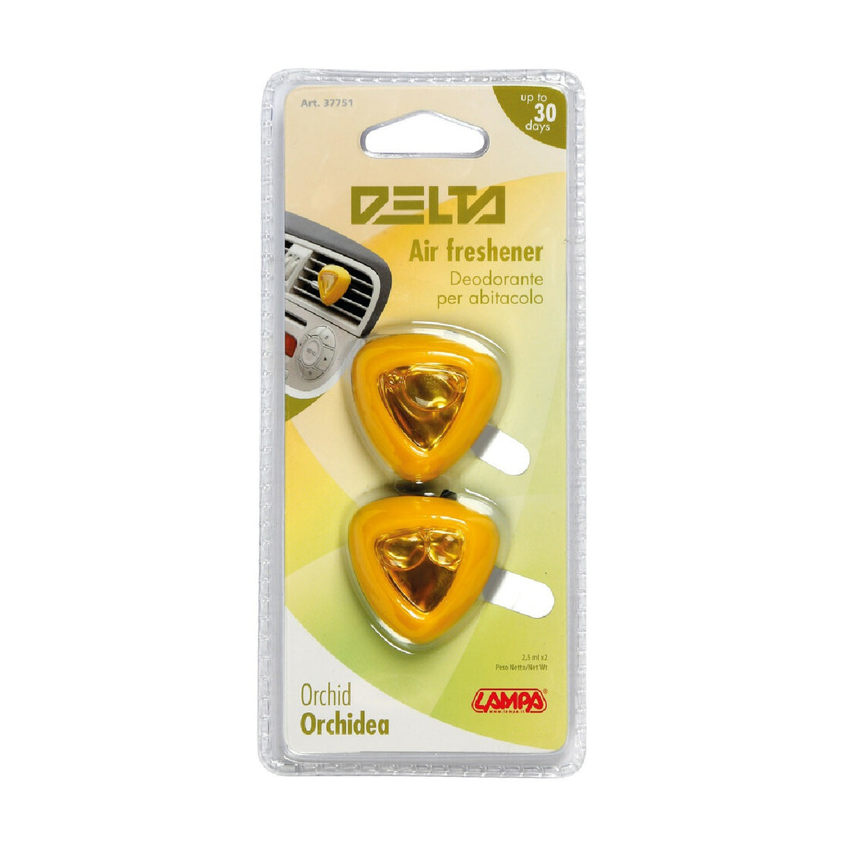 Lampa Delta, Paar Mini-Lufterfrischer für die Kabine – 2 x 2,5 ml – Orchidee