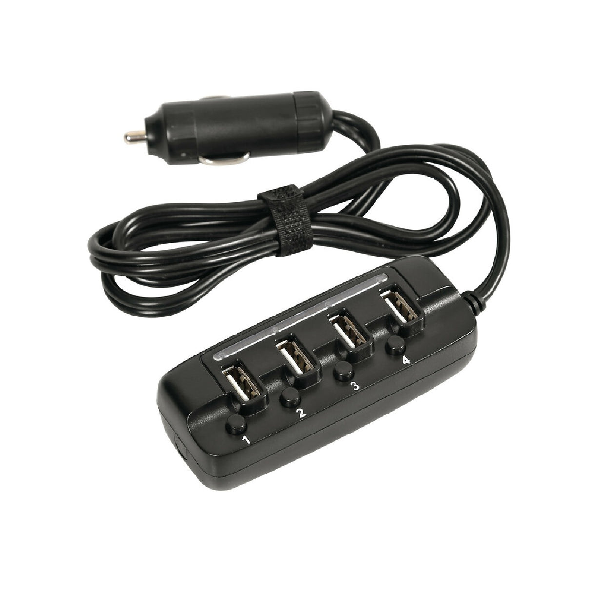 Lampen-USB-Ladegerät mit 4 Anschlüssen und Verlängerungskabel – 6000 mA – 12/24 V